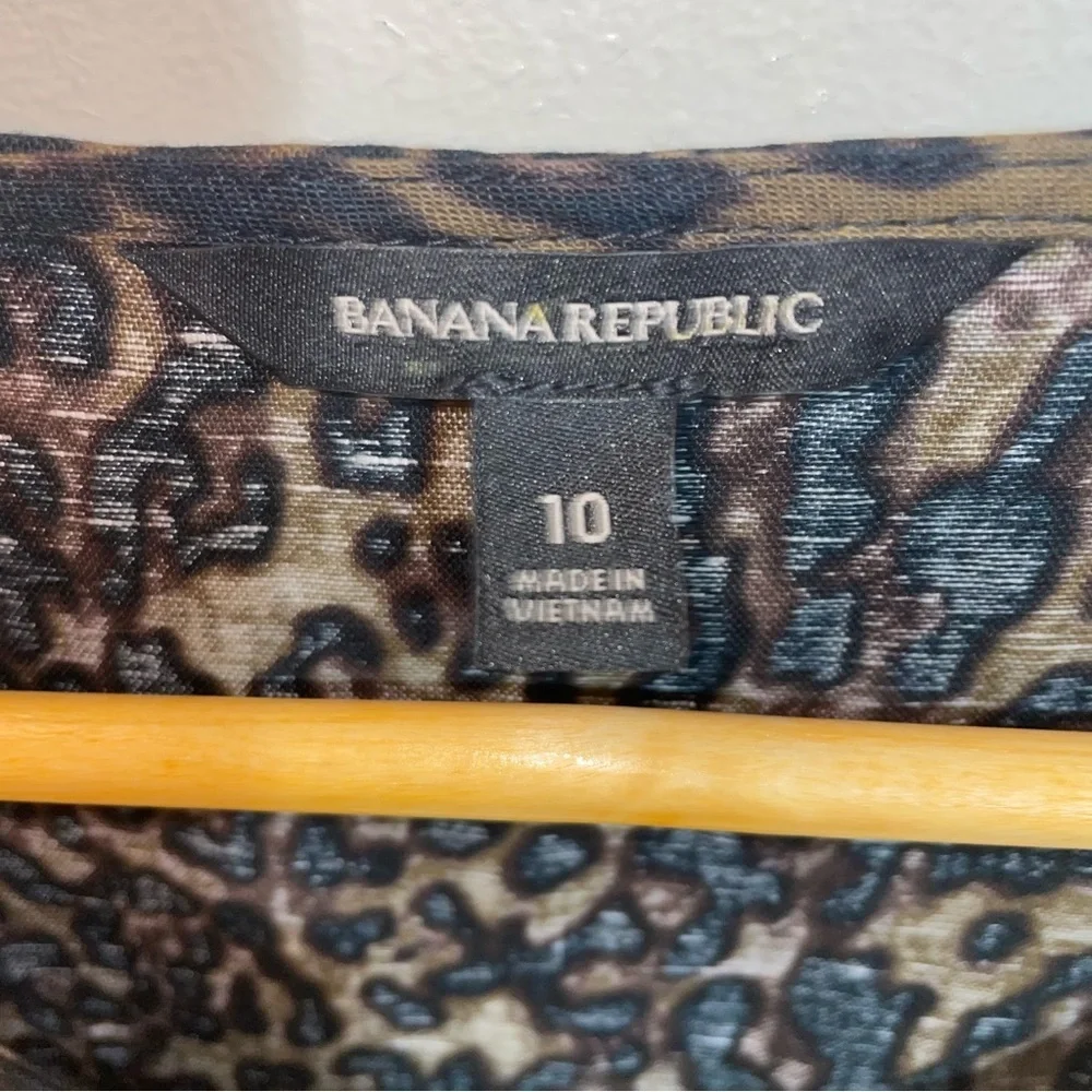 Banana Republic Leopard Linen Blend Wide Leg Cropped Jumpsuit Fall Size 10
